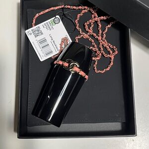 NWT CHANEL Black and Pink Lipstick Case Necklace
